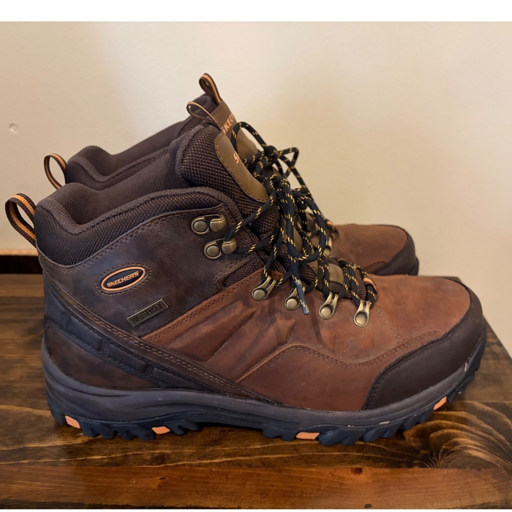 Skechers Men's 11 Extra Wide Waterproof Hiking Boots Brown 65529EWW Air-Cooled